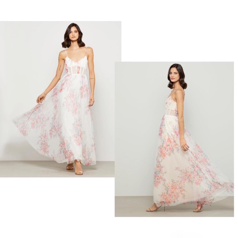 BCBGMazAzria Corset Detail Floral Gown - Picture 7 of 13
